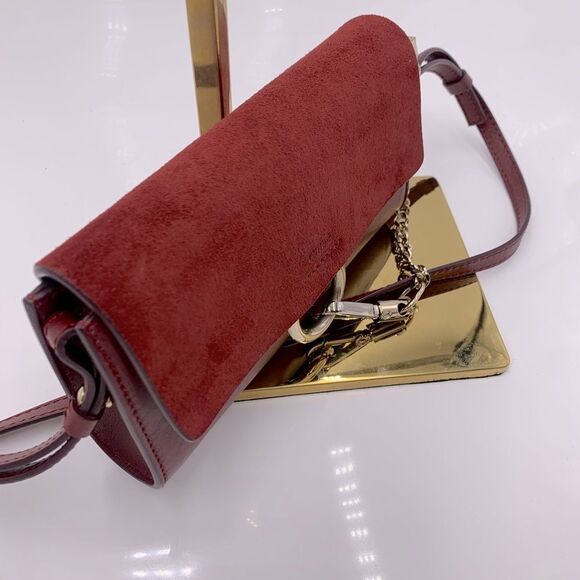 Auth Chloe Mini Faye Crossbody Ex++ Burgundy Suede Leather - Picture 7 of 13